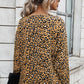 Leopard Buttoned Contrast Trim Top