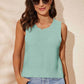 Buttoned Cutout Ribbed Trim Knit Tank
