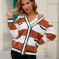 Striped Contrast Button-Up Cardigan