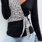 Leopard Waffle-Knit Tied Top