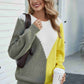 Color Block Rib-Knit Round Neck Knit Pullover