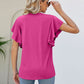 Notched Neck Flutter Sleeve Tee
