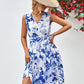 Floral V-Neck Tie Waist Sleeveless Dress