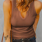 Notched Neck Ribbed Tank Top