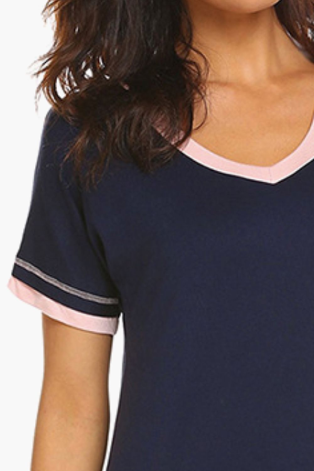 Contrast Trim V-Neck Night Dress