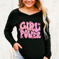 GIRL POWER Leopard Graphic V-Neck Top