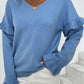 Layered Flounce Sleeve V-Neck Sweater