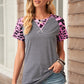 Striped Leopard Raglan Sleeve Tee