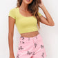 Full Size Butterfly Print Raw Hem Denim Shorts with Pockets