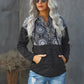 Retro Floral Contrast Panel Hoodie