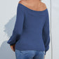 Rib-Knit Halter Neck Lantern Sleeve Sweater