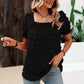 Swiss Dot Puff Sleeve Square Neck Blouse