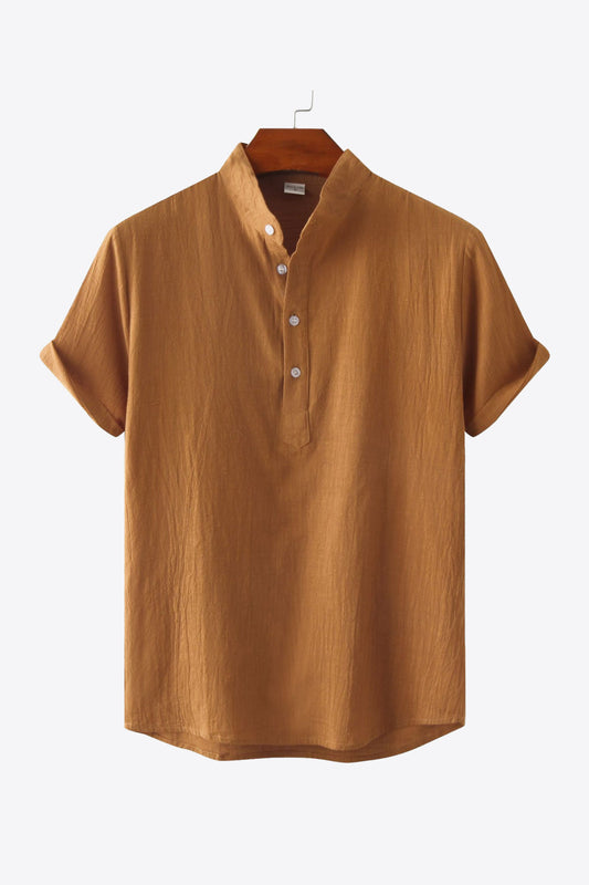 Textured Half-Button Top