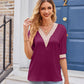 Printed Contrast V-Neck Tee
