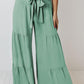 Tie Front Smocked Tiered Culottes