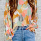 Printed Flounce Sleeve Buttoned Blouse