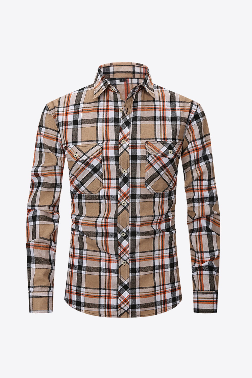 Plaid Button-Front Long Sleeve Shirt with Pockets