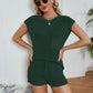 Ribbed Round Neck Pocket Knit Top and Shorts Set