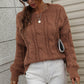 Cable-Knit Openwork Round Neck Sweater