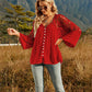 Spliced Lace Buttoned Blouse