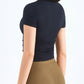 Ruched Round Neck Sports Top