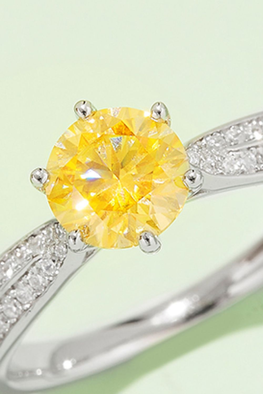 1 Carat Moissanite 925 Sterling Silver Side Stone Ring