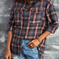 Plaid Slit High-Low Shirt with Pockets