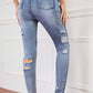 Full Size Button-Fly Distressed Skinny Jeans