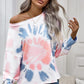 Tie-Dye Boat Neck Batwing Sleeve Tee