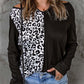 Leopard Color Block Crisscross Back Cold-Shoulder Top