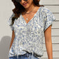 Floral Flutter Sleeve Tie-Neck Blouse
