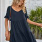 V-Neck Flounce Sleeve Tiered Dress