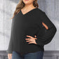 Plus Size Cutout Flounce Sleeve Blouse