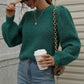 Heathered Long Lantern Sleeve Rib-Knit Sweater