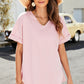 High-Low Side Slit V-Neck Tee