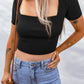 Lace-Up Square Neck Crop Top