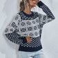 Snowflake Print Raglan Sleeve Sweater
