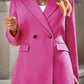 Double-Breasted Padded Shoulder Blazer with Pockets