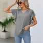 Notched Neck Flutter Sleeve Tee