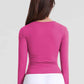 Notched Neck Ruched Sports Top