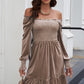Off-Shoulder Smocked Ruffle Hem Dress