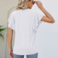 Notched Neck Flutter Sleeve Tee