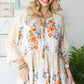 Floral Tie Neck Tiered Blouse