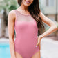 Ladder Cutout Mesh Yoke One-Piece Swimsuit