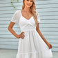 Tied Ruffle Hem Smocked Reversible Dress