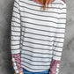Striped Leopard Round Neck Long Sleeve Tee