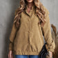 Snap Front Shoulder Detail Corduroy Shacket