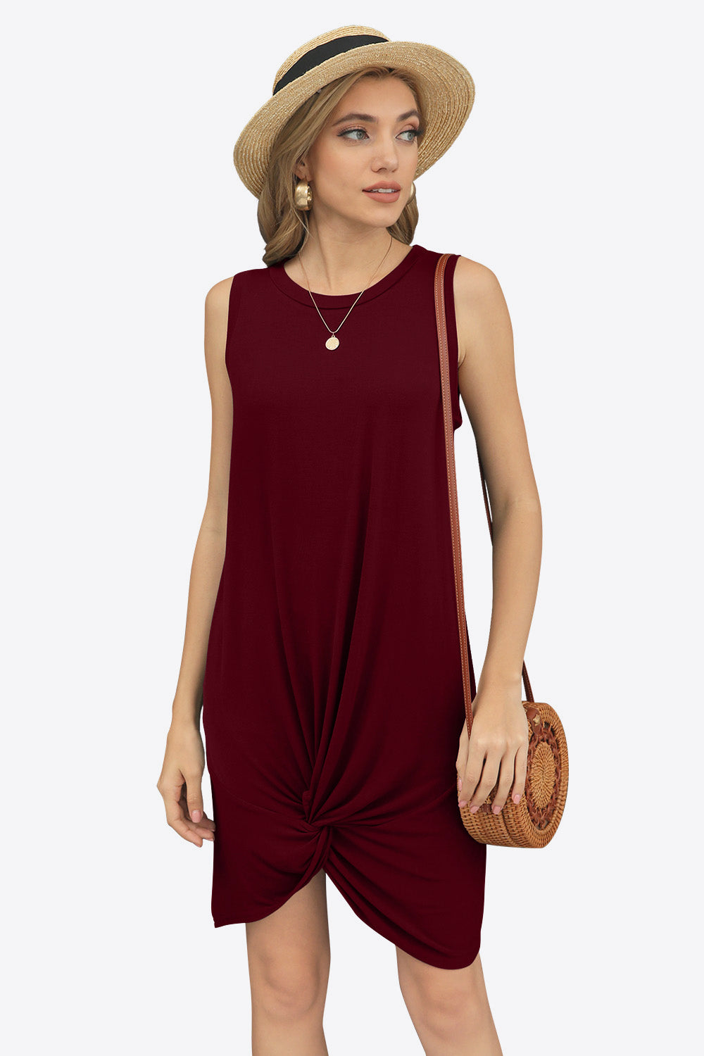 Twisted Round Neck Sleeveless Dress