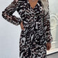 Leopard Surplice Balloon Sleeve Dress