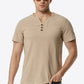 Buttoned Notched Neck Short Sleeve Tee